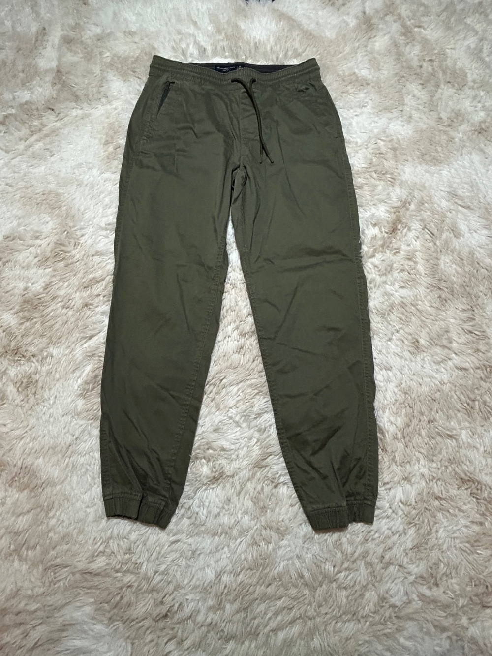 Abercrombie & Fitch Olive Green Elastic Cuff Chinos